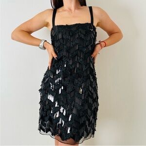 New ZARA Tonal Sequin Appliques Mini Dress
